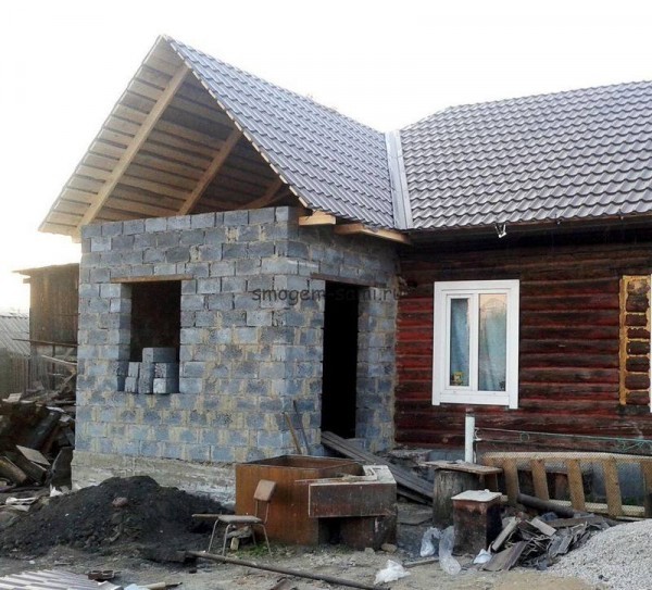 Пристройка из блоков к деревянному дому своими руками. Строительство пристроя к дачному дому из шлакоблока4
